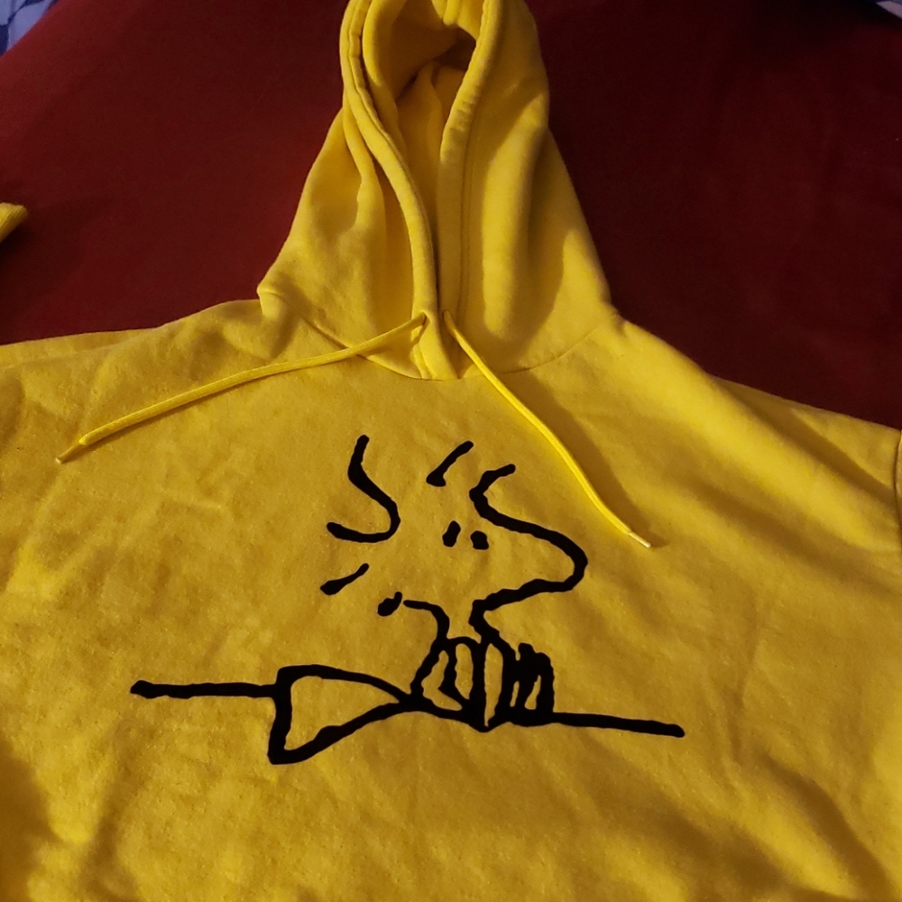 Yellow Woodstock crop top hoodie